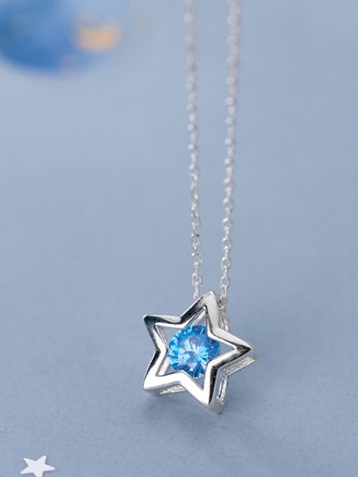 Rosh 925 Sterling Silver With Platinum Plated Simplistic Star Necklaces 2