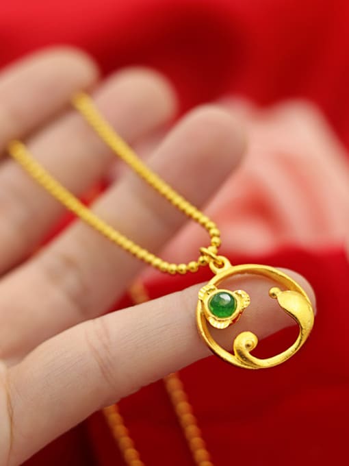Neayou Women Dolphin Shaped Green Jade Necklace 1
