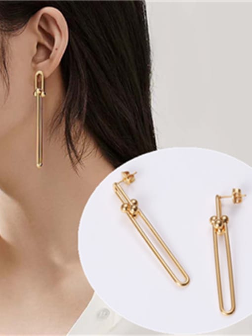 GROSE Titanium With Gold Plated Simplistic Geometric Drop Earrings 1