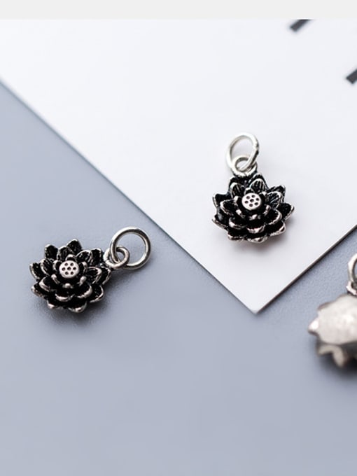 FAN 925 Sterling Silver With Antique Silver Plated Trendy Flower Charms 1