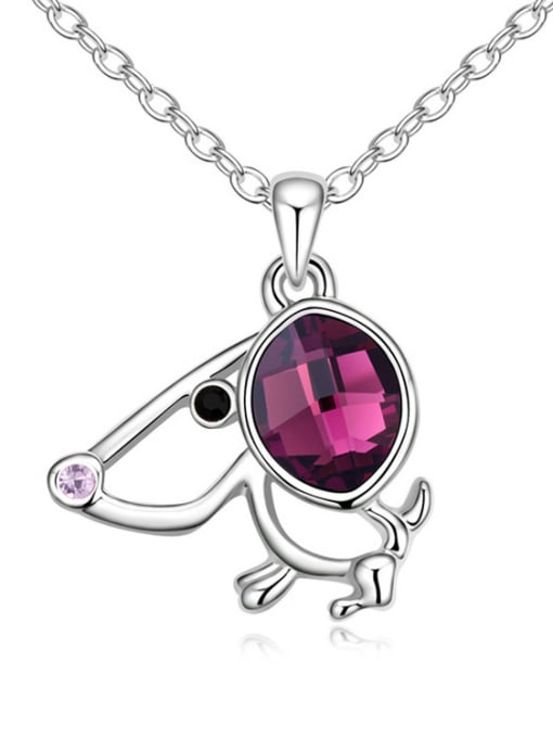 Purple Personalized Zodiac Dog austrian Crystals Pendant Alloy Necklace