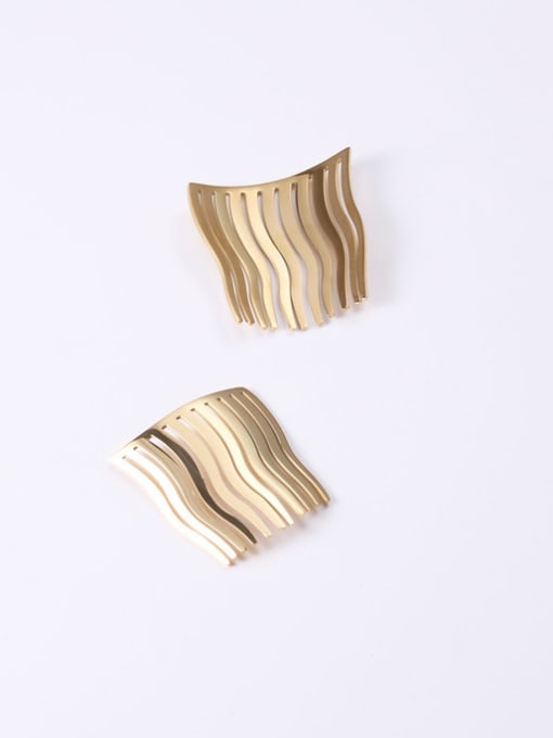 GROSE Titanium With Gold Plated Simplistic Hollow Geometric Decorative Combs 2