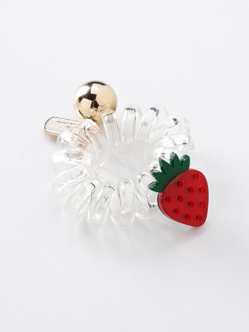 A Strawberry Alloy With Rose Gold Plated Simplistic Friut  Telephone Cord Hair Ropes