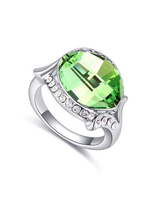 QIANZI Exaggerated Oval austrian Crystal-accented Alloy Ring 0