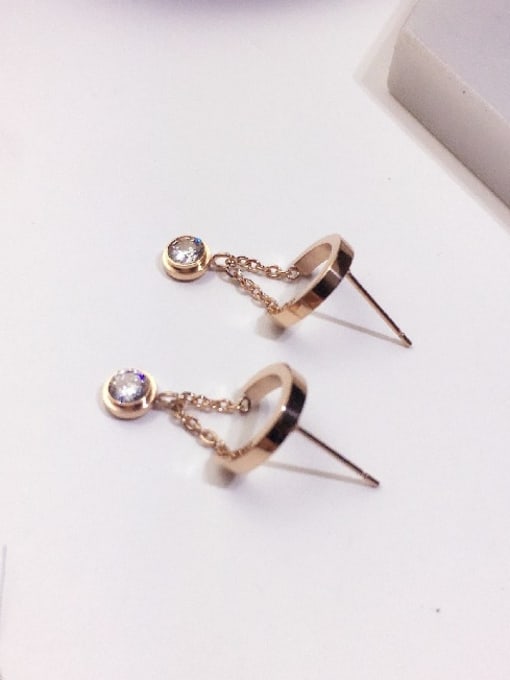 GROSE Titanium With Rose Gold Plated Simplistic Geometric Drop Earrings 2