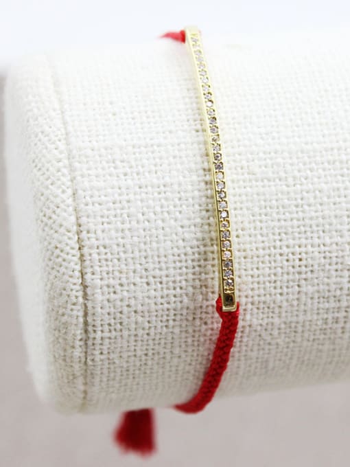 Red 18K Gold Plated Rhinestone Woven Bracelet