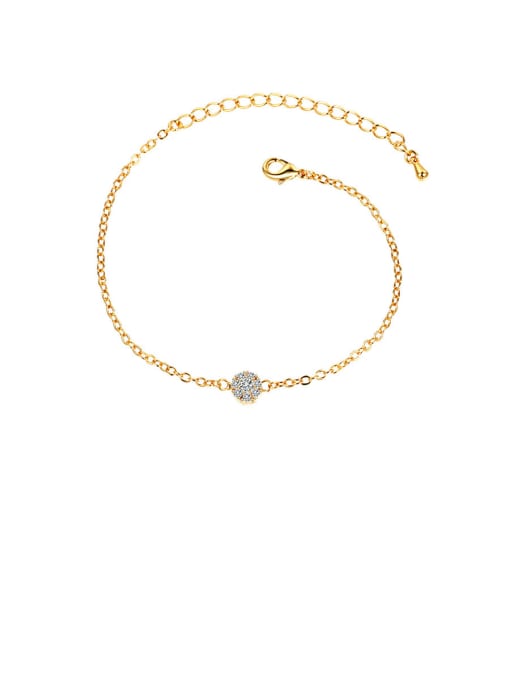 gold Copper With Cubic Zirconia  Simplistic Round Adjustable Bracelets