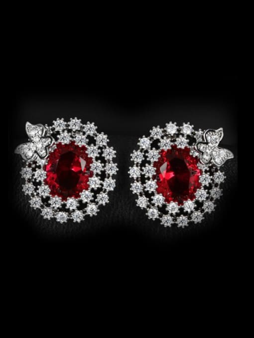Red Exquisite AAA Zircons Stud Cluster earring