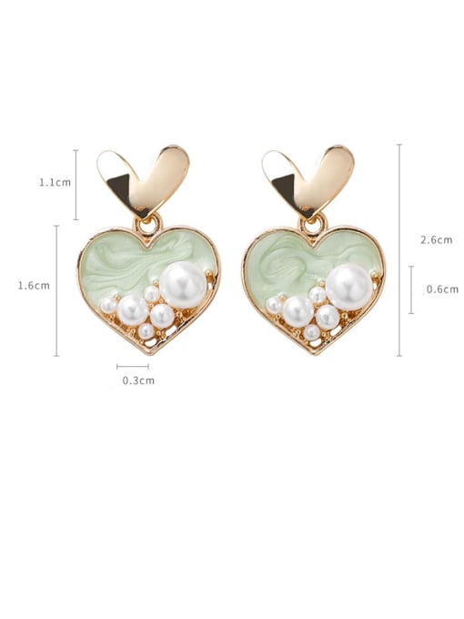Girlhood Alloy With  Artificial Pearl  Fashion Candy Colors Heart Stud Earrings 2