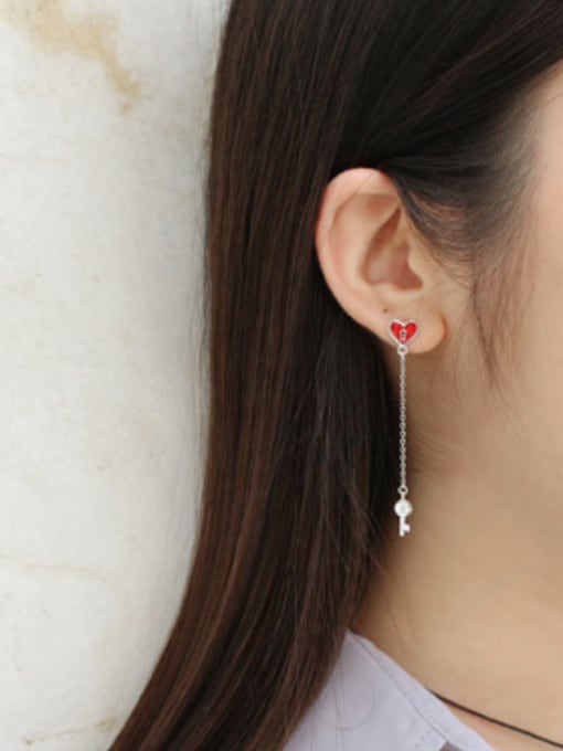 DAKA Personalized Love Lock Cubic Zircon Asymmetrical Stud Earrings 1