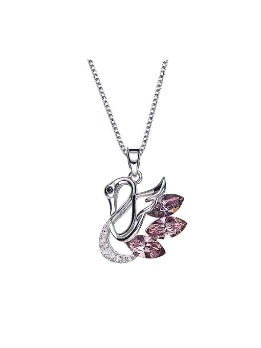 pink Swan-shaped Crystal Necklace