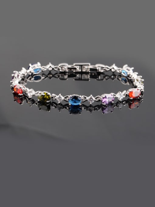 Qing Xing Colorful Zircon Ladies And European And The United States Platinum Plated Anti Allergy Bracelet 0