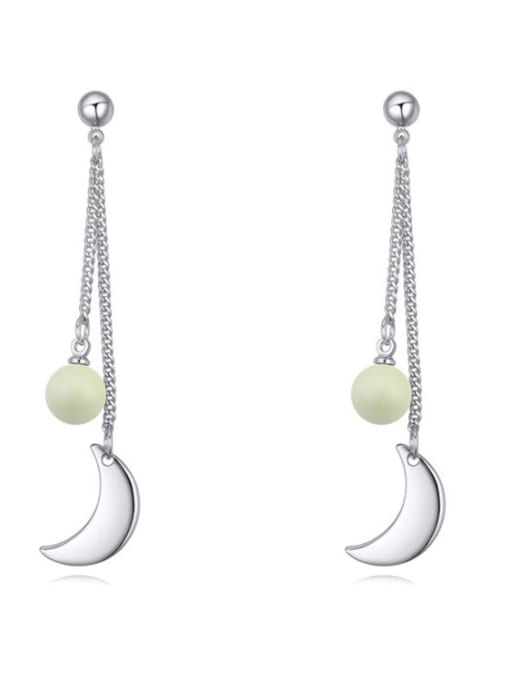 green Simple Little Moon Patterns Imitation Pearls Alloy Drop Earrings