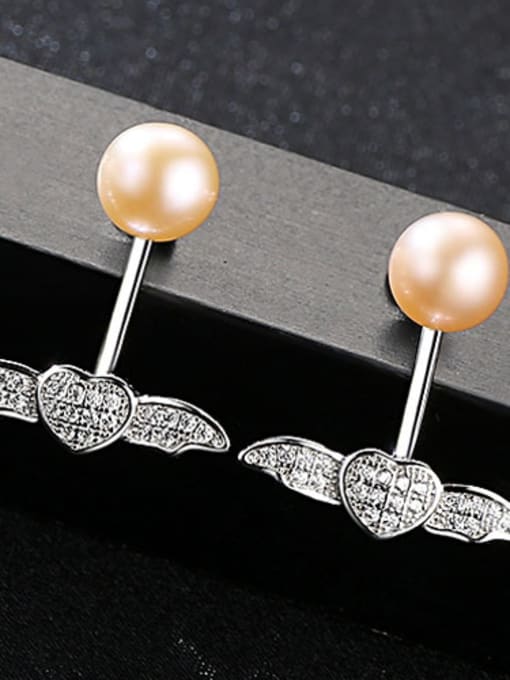 Pink 925 Sterling Silver with 3A zircon 7-75mm steamed bread ear studs