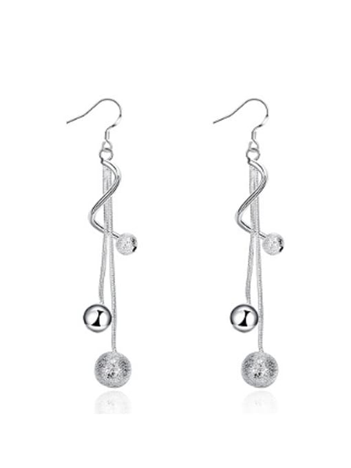 OUXI Simple Beads Silver Plated Drop Earrings 0