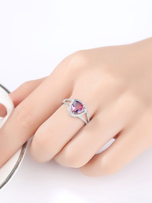 CCUI Sterling silver simple heart  semi-precious stone ring 1