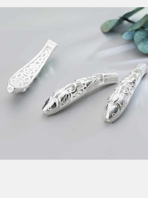 FAN 925 Sterling Silver With Silver Plated Hollow Lotus fish Bent Pipe 2
