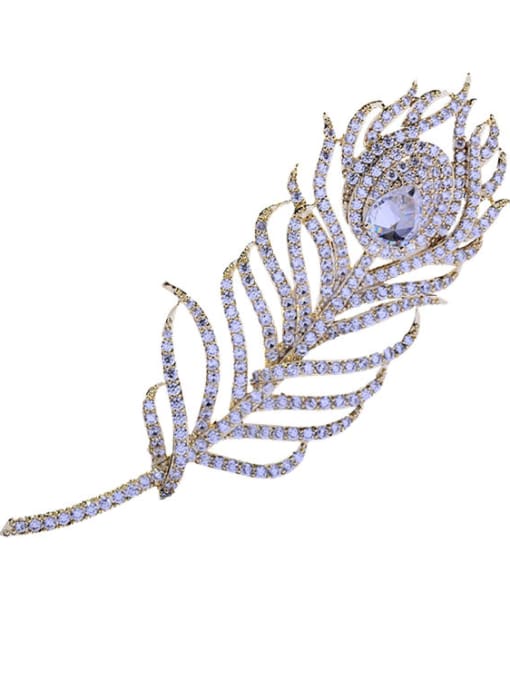 Hua Copper With Cubic Zirconia Fashion Feather Brooches 1