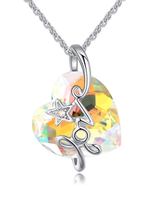 yellow Fashion Shiny Heart austrian Crystal LOVE Alloy Necklace