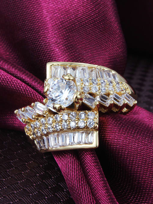 SANTIAGO Women Shimmering Zircon Platinum Plated Copper Ring 1