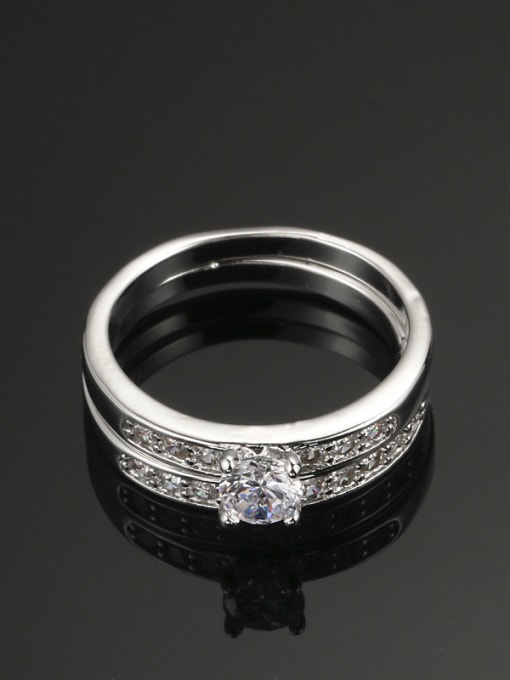 ZK White Gold Plated Shining Zircons Wedding Ring 1