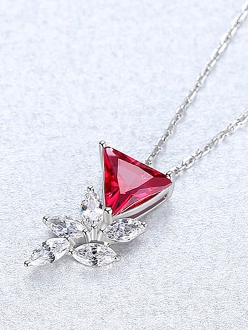 Red plated platinum-20h06 925 Sterling Silver With Gold Plated Personality Triangle Necklaces