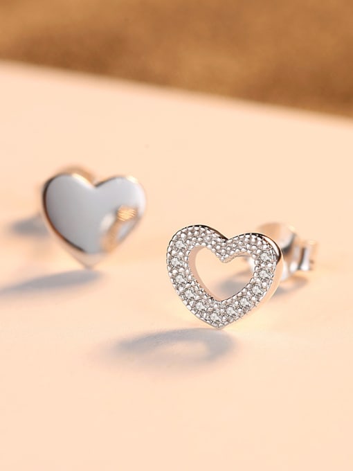 CCUI 925 Sterling Silver With  Cute Heart-shaped  Stud Earrings 3