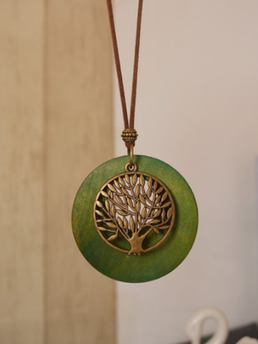 Green Ethnic Style Tree Shaped Necklace