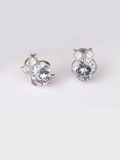 Qing Xing The Owl Zircon Elegant stud Earring 0
