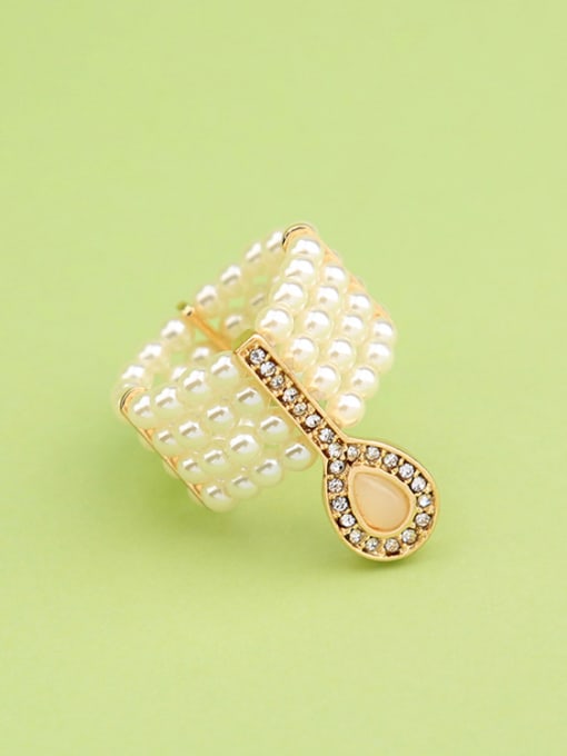 Picture Color Multi layer Artificial Pearls Stretch Western Style Ring