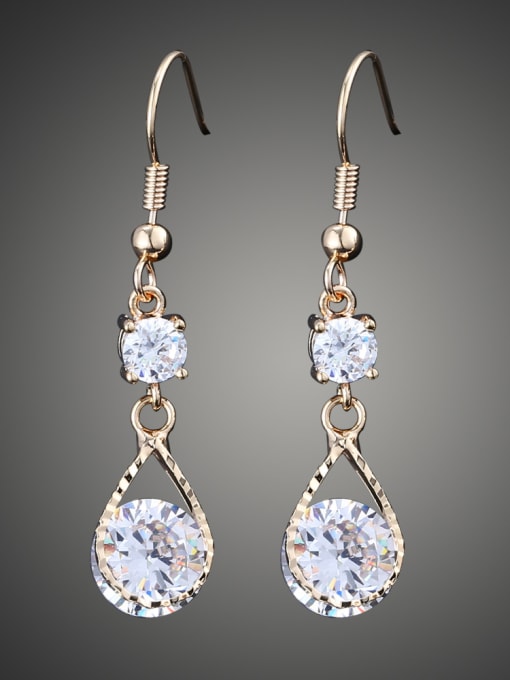 Wei Jia Fashion Cubic White Zircon Copper Drop Earrings