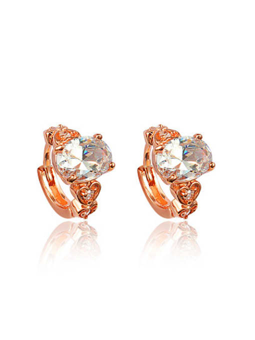 Rose Gold Fashion 18K Rose Gold Plated Zircon Clip Earrings