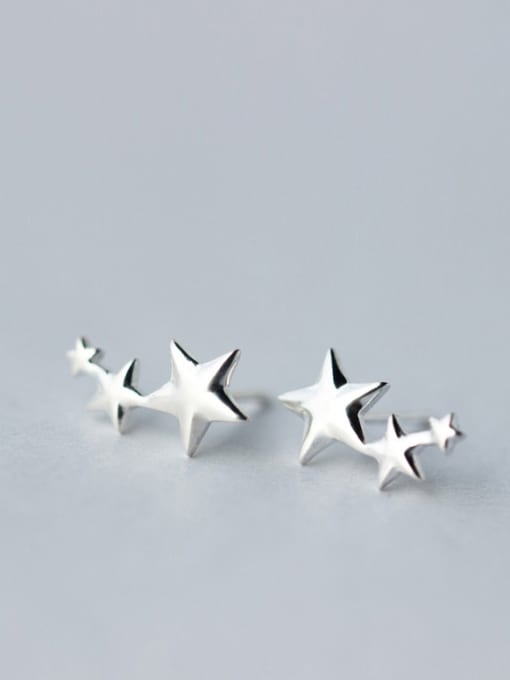 Rosh S925 Silver Smooth Star Stud cuff earring 0