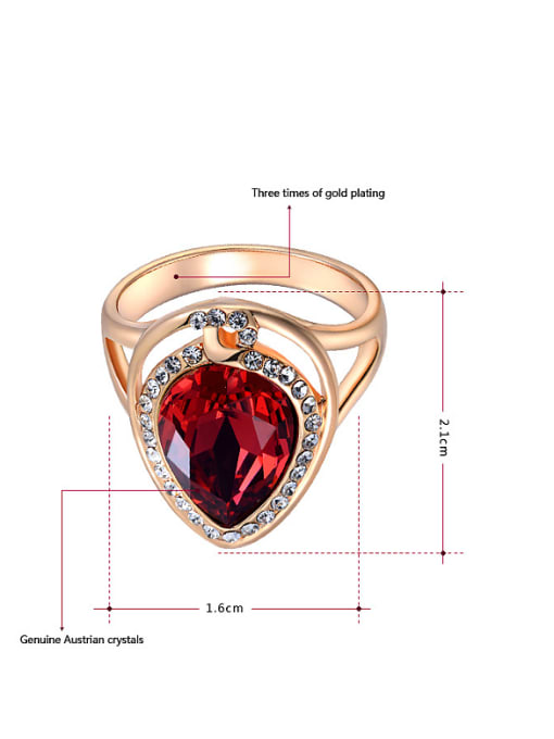 Ronaldo Exquisite Red Austria Crystal Water Drop Ring 1