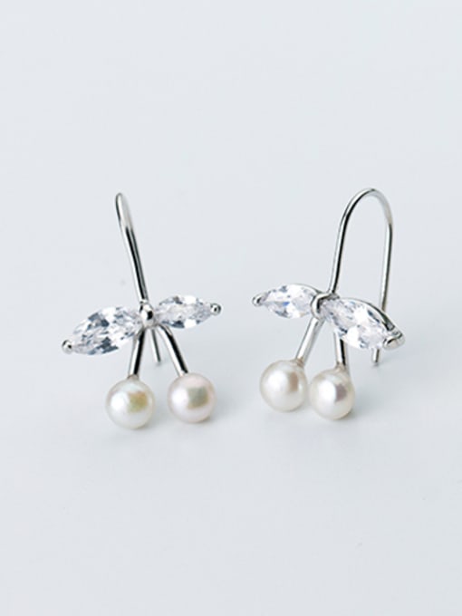 Rosh Fresh Leaf Shaped Gold Plated Artificial Pearl Drop Earrings 2