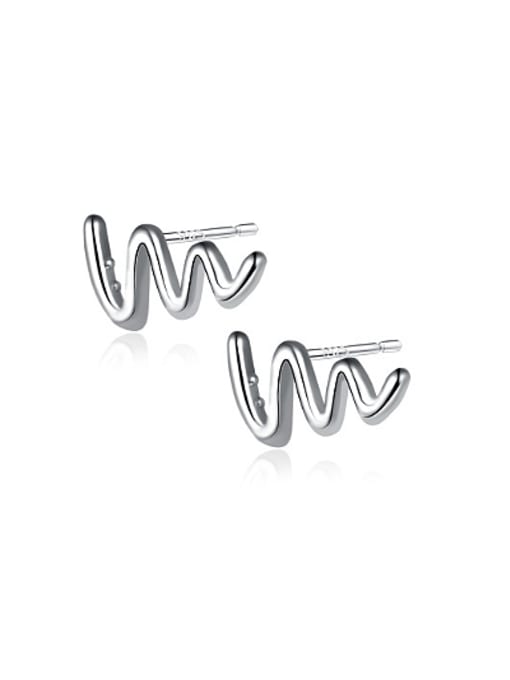 Ronaldo Women Temperament Electrocardiogram Shaped Stud Earrings 0