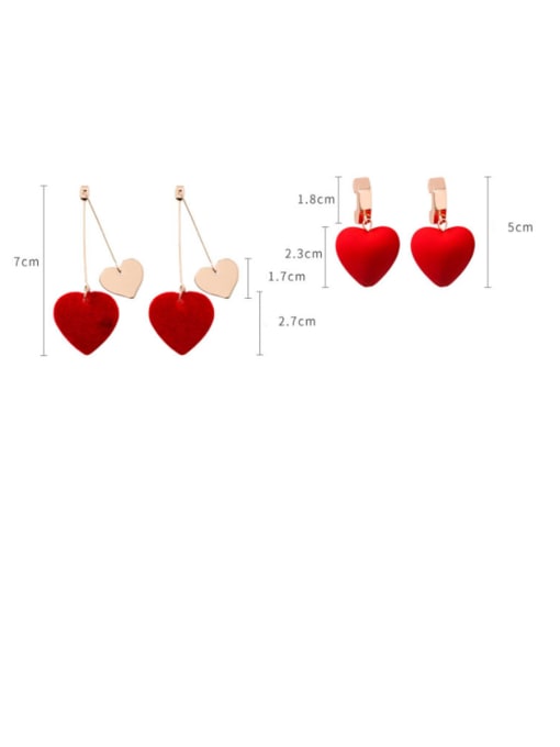 Girlhood Alloy With Rose Gold Plated Simplistic Plush Heart Drop Earrings 3
