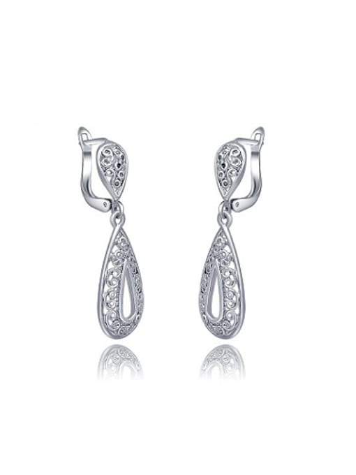 Platinum White Gold Plated Geometric Shaped Drop Earrings