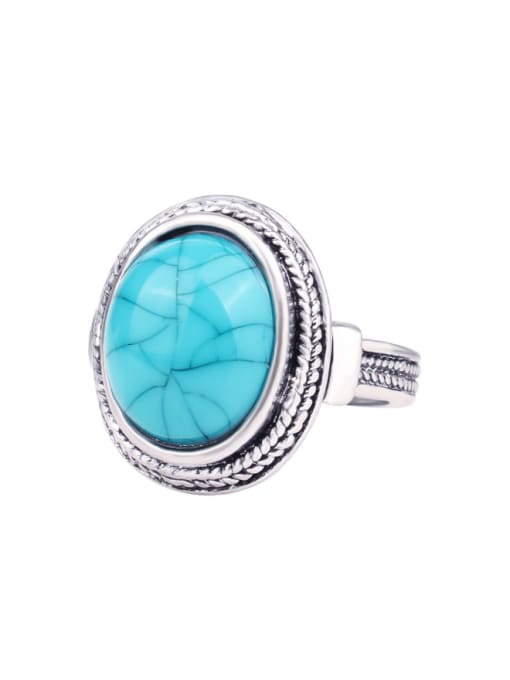 Gujin Retro style Oval Turquoise stone Alloy Ring 0