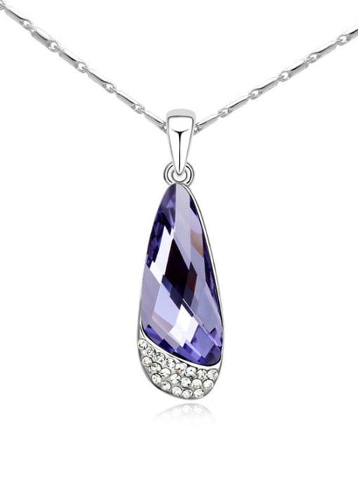 purple Simple Water Drop austrian Crystals Alloy Necklace