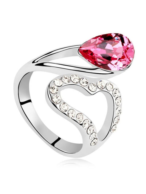 pink Fashion Cubic Water Drop austrian Crystals Alloy Ring
