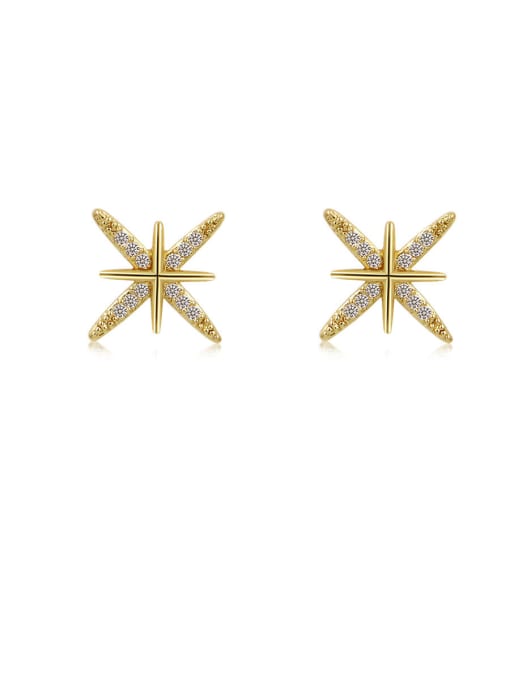 272 gold Copper With Cubic Zirconia  Cute Irregular Stud Earrings