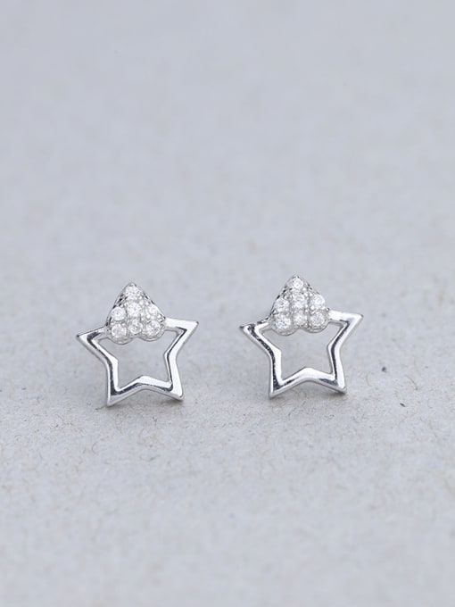 One Silver 925 Silver Charming Star Zircon stud Earring 2