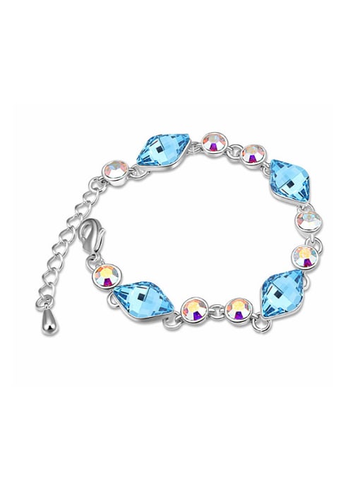 blue Fashion Rhombus austrian Crystals Platinum Plated Bracelet
