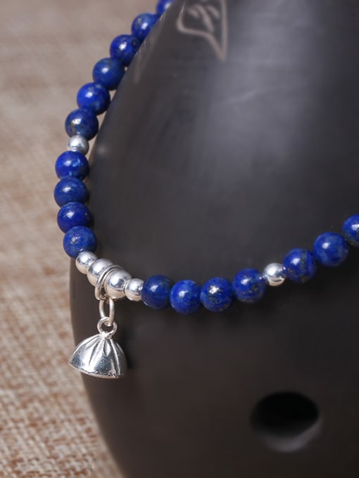 SILVER MI National Style Natural Lapis Lazuli Bracelet 2