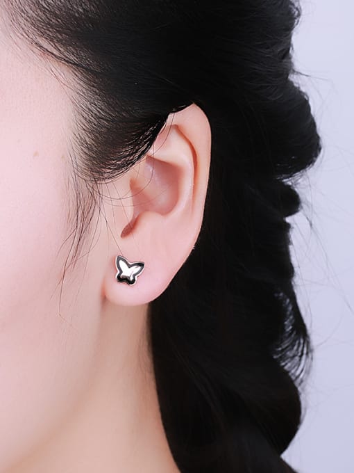 One Silver Trendy Butterfly Shaped Stud Earrings 1