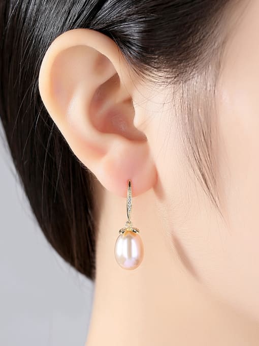 CCUI Sterling Silver Plated 18K Gold Natural Freshwater Pearl Earrings 1
