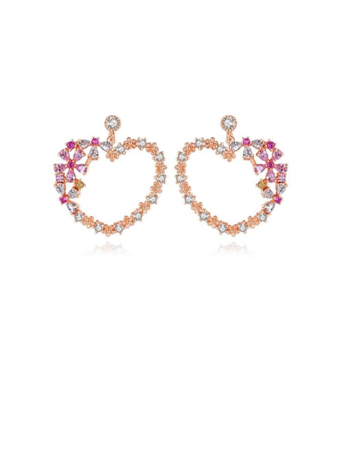 BLING SU Copper With Cubic Zirconia  Simplistic Heart Chandelier Earrings 0