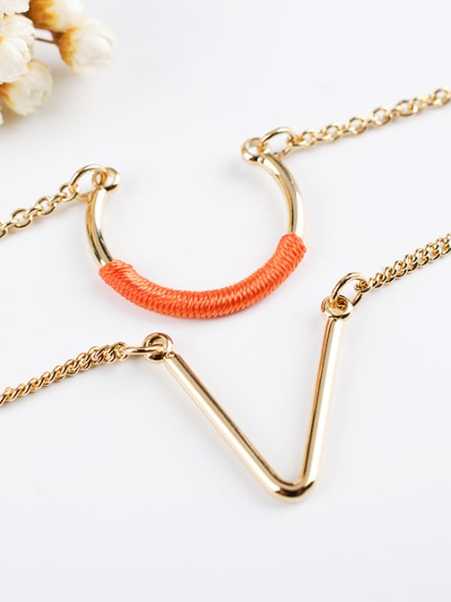 Golden All-match V Shaped Double Layer Necklace