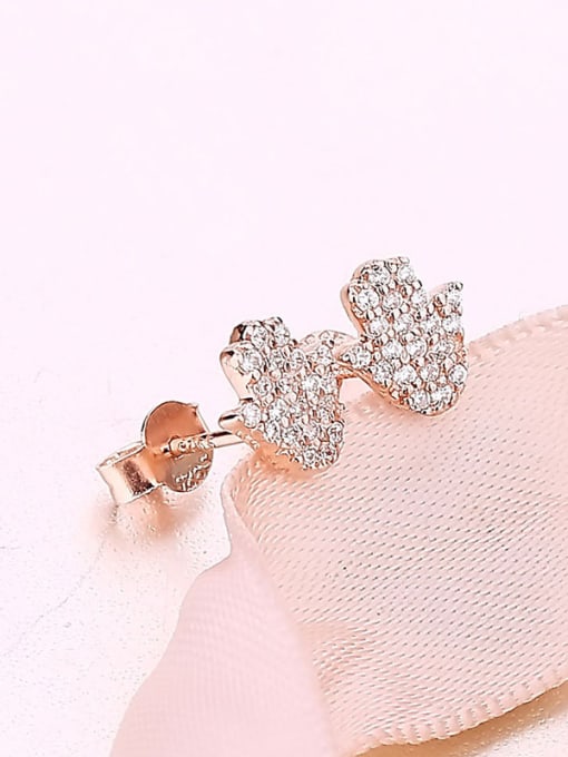 One Silver 2018 Rose Gold Plated Zircon Stud Earrings 1